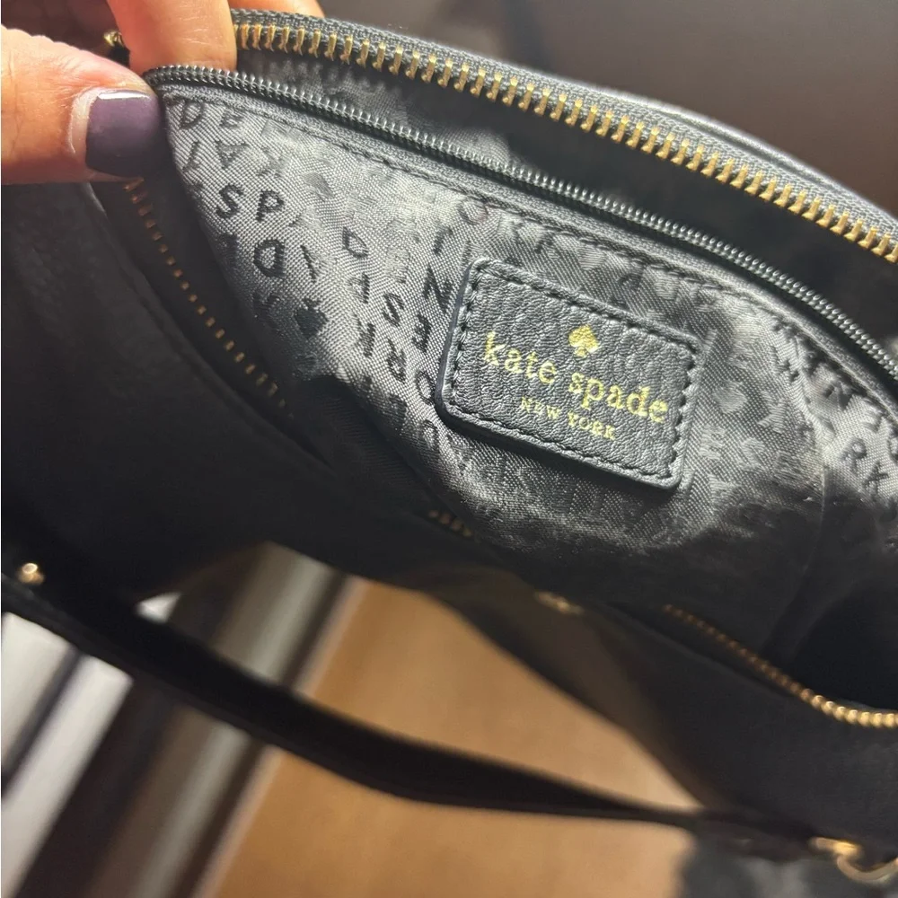 kate spade Black Leather Hobo with Gold Chain Handle